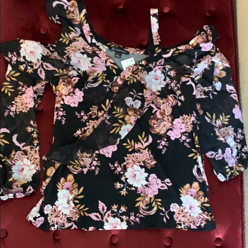 INC Statement sleeve top with ruffle flair